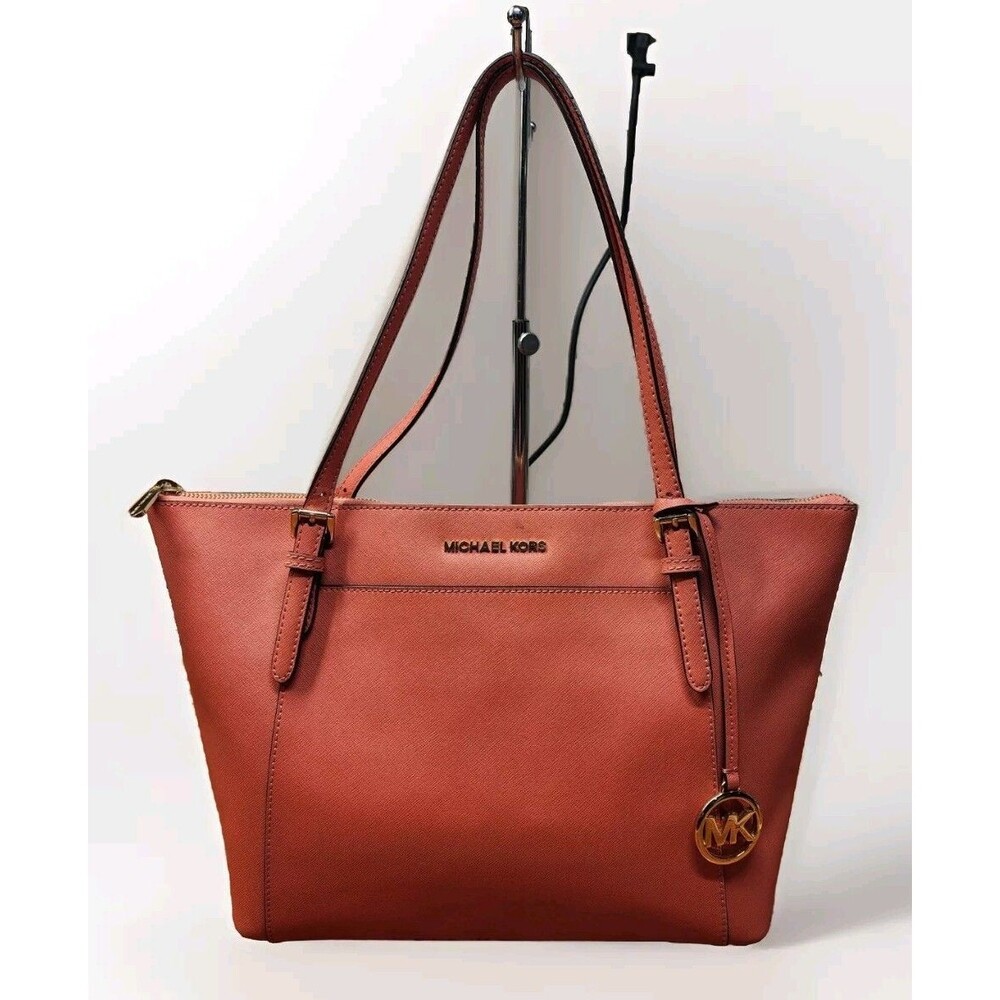 Michael Kors Ciara Large Handbag Tote Shoulder Bag Zip Top In Coral